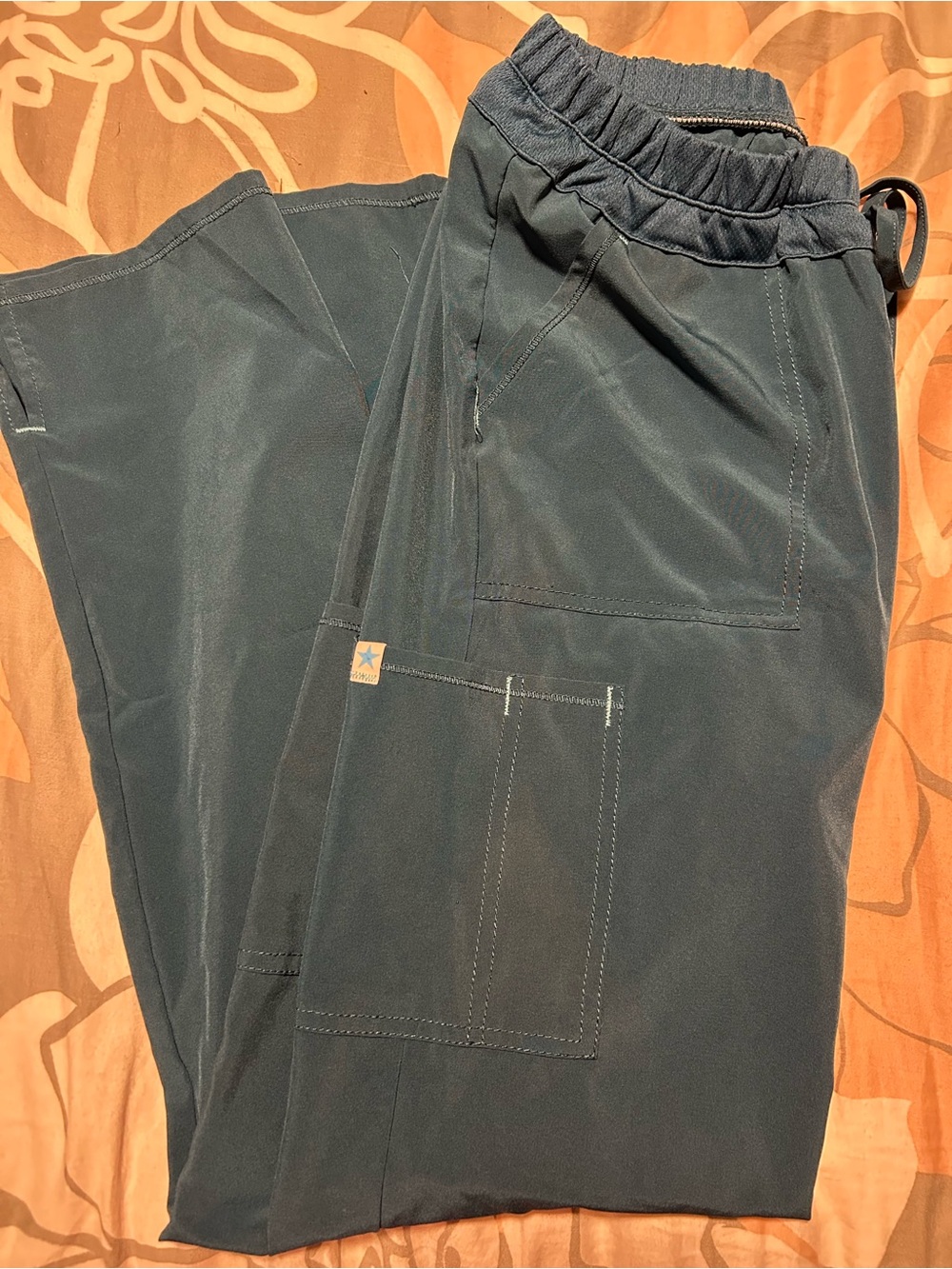 Scrubstar womans Cargo Scrub Pants - Deep Teal Blue